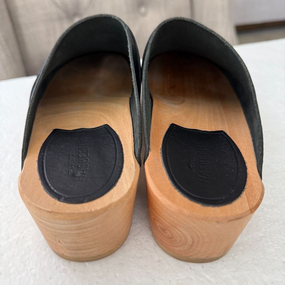 Size 7.5 - New Swedish Hasbeens Swedish Husband Clog Size 38 Women Black - Picture 10 of 11